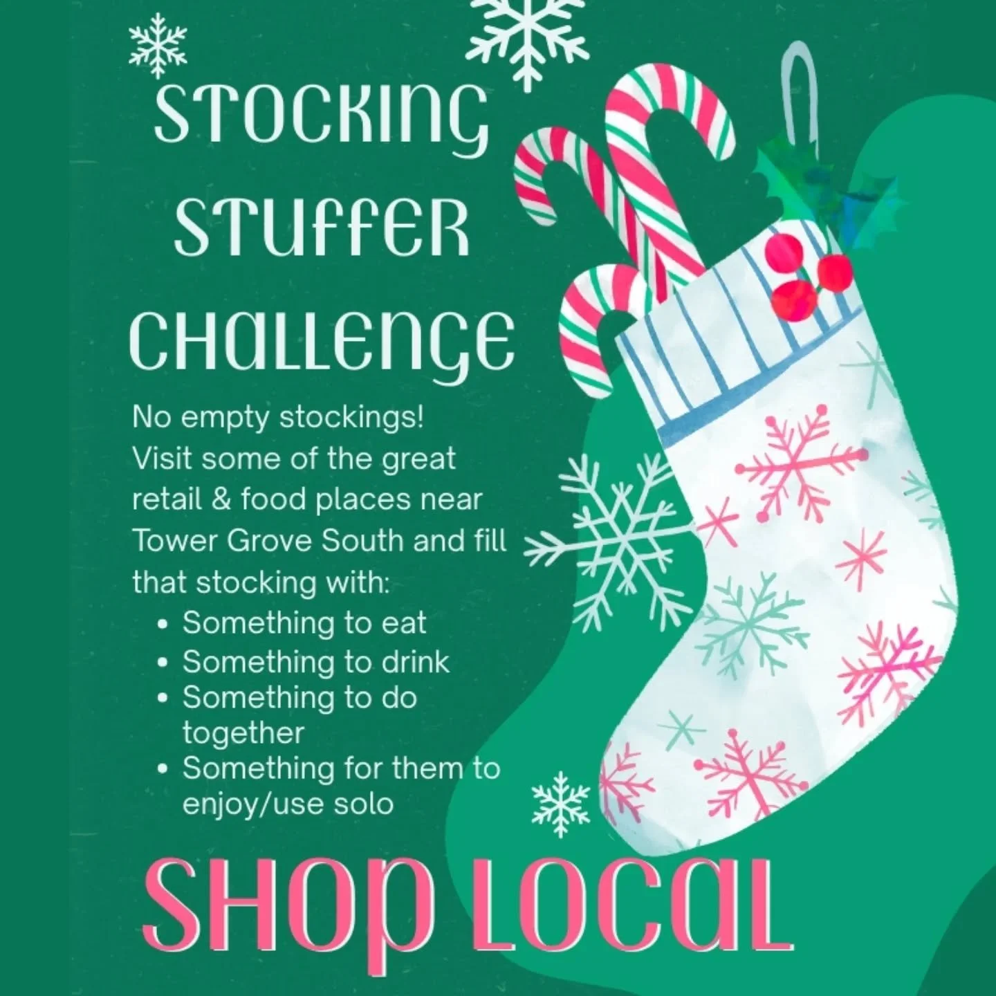 Shop local this holiday season!

Take the Stocking Stuffer Challenge with a Tower Grove South twist! Need ideas for filling a stocking? We started with:

- Something to eat @jaysinternationalfoods 
- Something to drink @natashasginroom (plus a gin ta