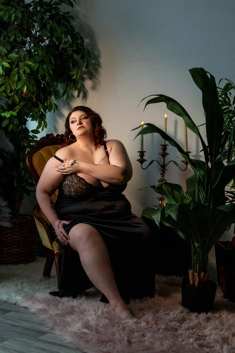 black lace, moody, candles, boudoir, curvy