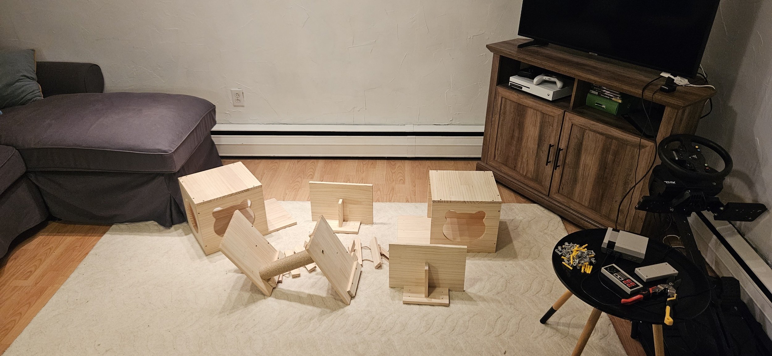 Boxes assembled, ready to hang.