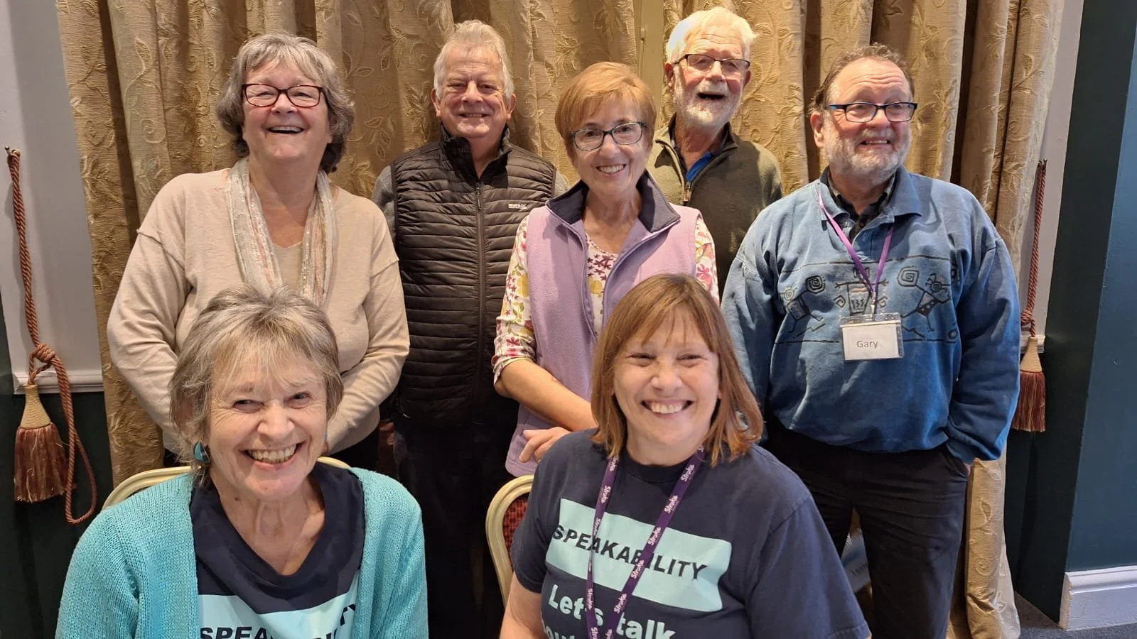 Group of adult male and female Speakability volunteers offering aphasia support across Newbury and West Berkshire