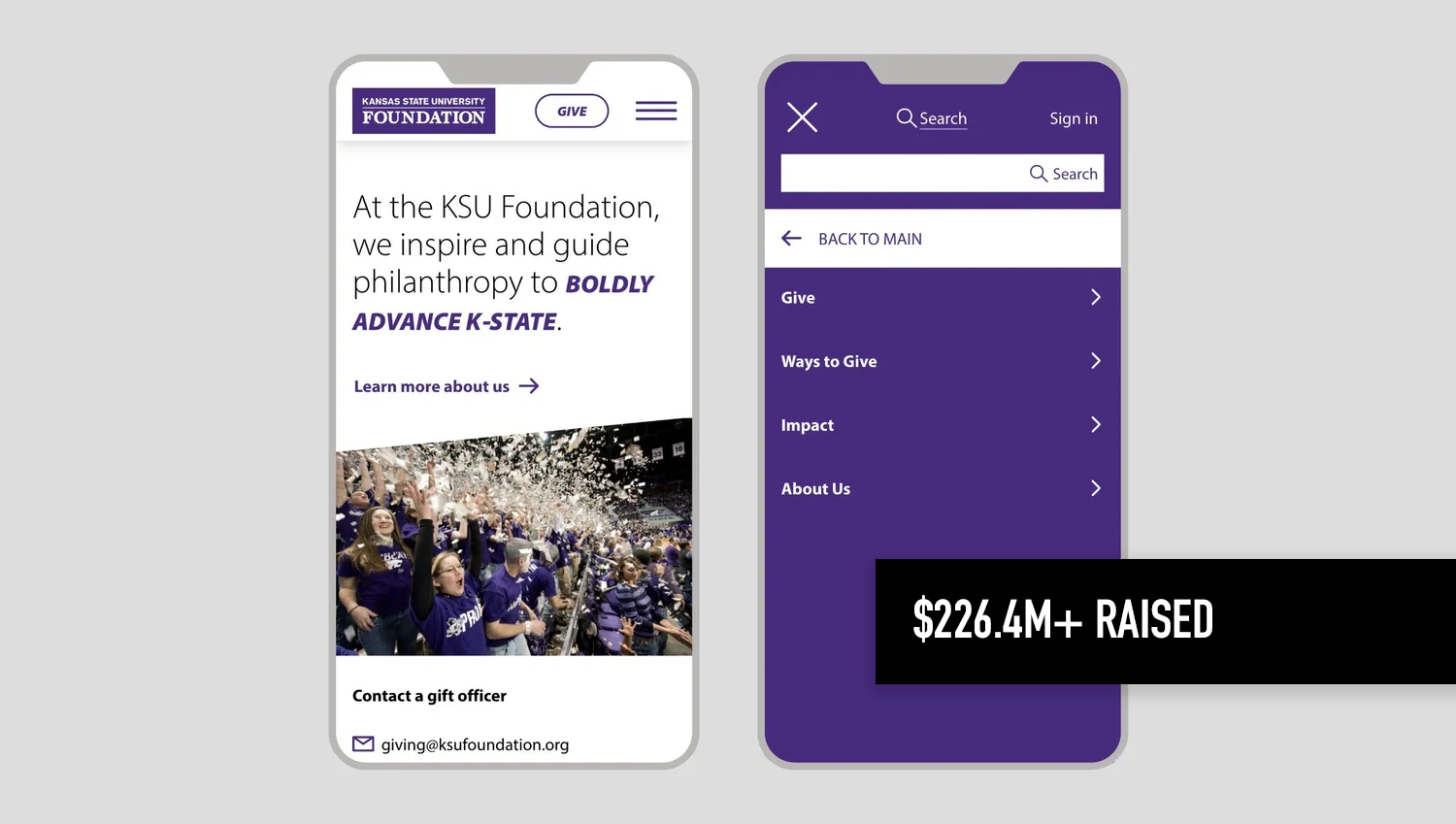 K-State Foundation website: Design that helps achieve record-breaking funding