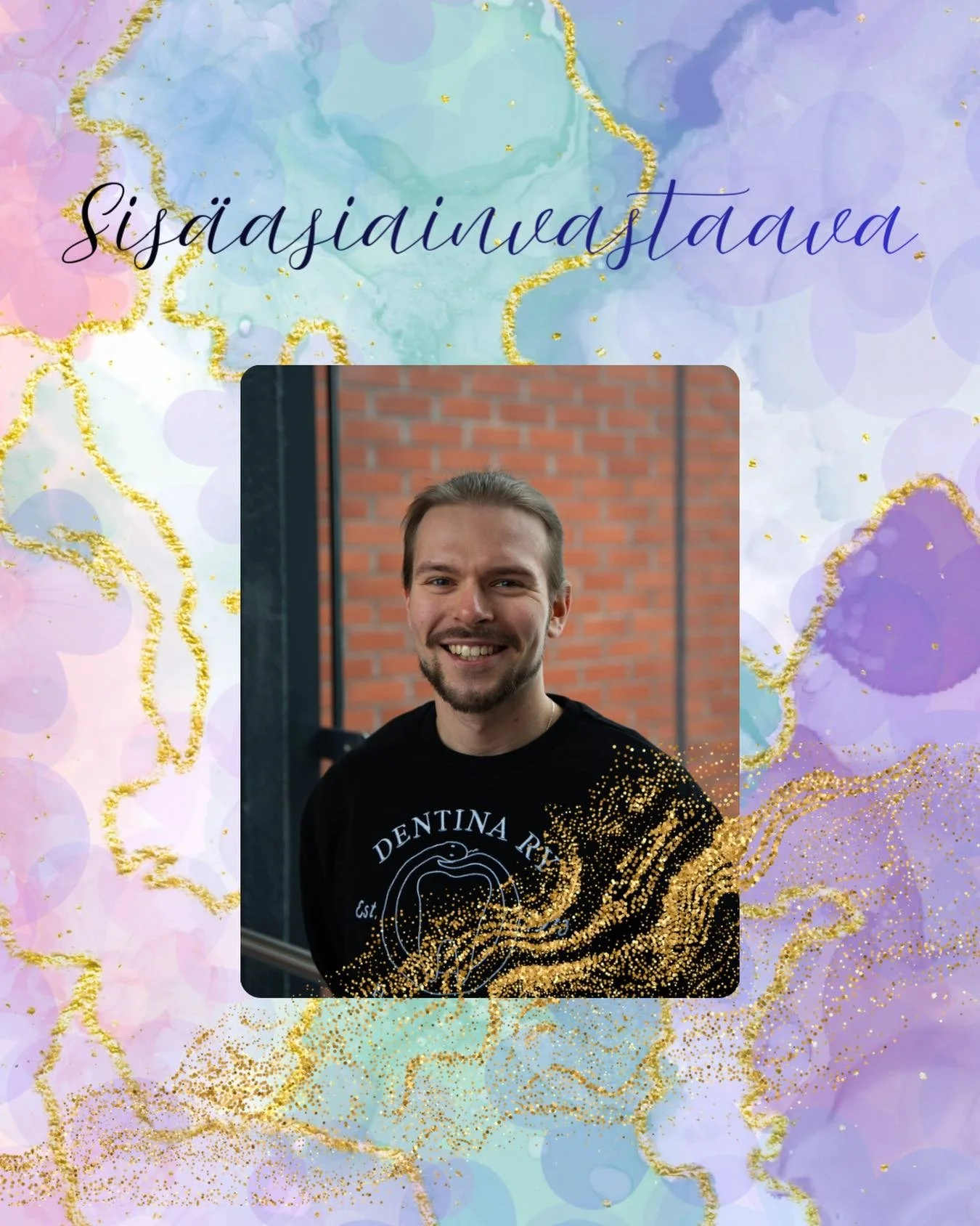 Hallitusesittelyt jatkuu! Seuraavaksi vuorossa sis&auml;asiainvastaava Aleksi (Ake) Syrj&auml;nen
Vuosikurssi: H3
Ainej&auml;rjest&ouml;: Dentina ry
Kotikaupunki: Kuopio (alunperin Vantaa)
Hallituspestin sis&auml;lt&ouml; p&auml;hkin&auml;nkuoressa: 