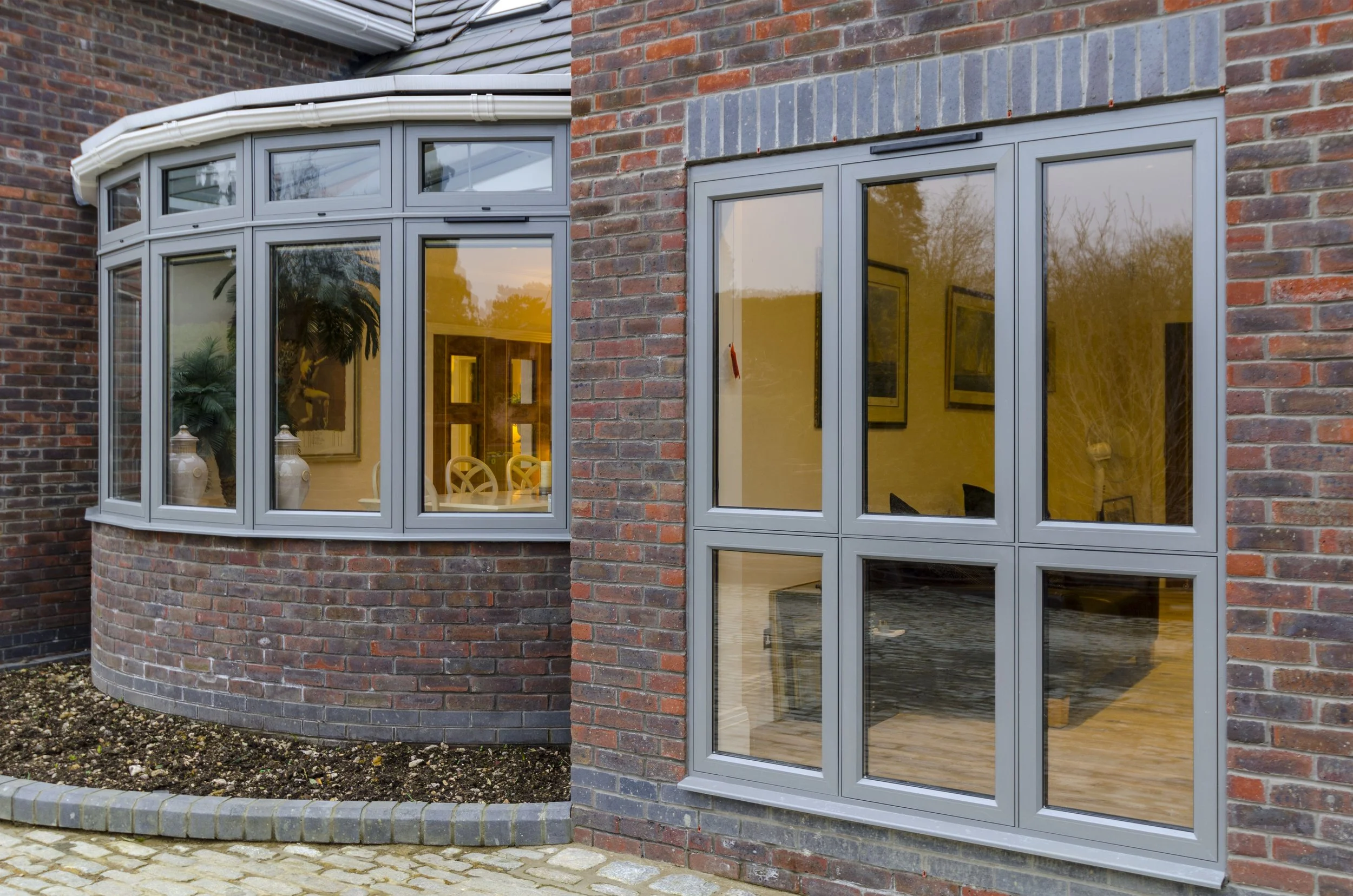 Aluminium windows installed in brick property exterior