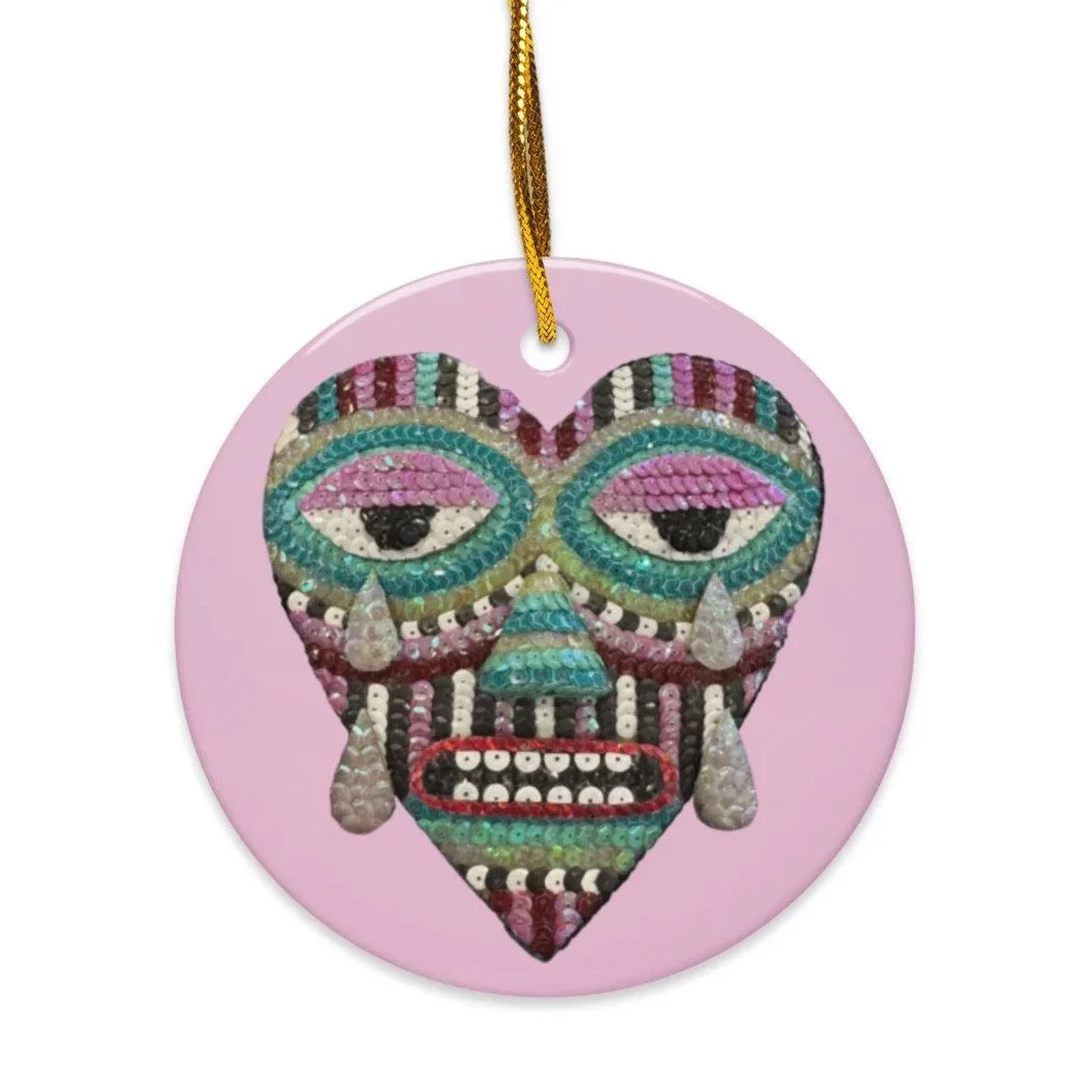 Sad Heart ceramic ornament