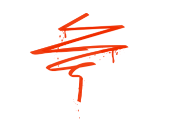 Un symbole en forme de tourbillon ou spirale rouge, stylisé, sur un fond noir.