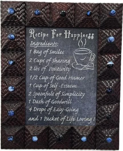 Recipe for Happiness in a Tramp Art Frame