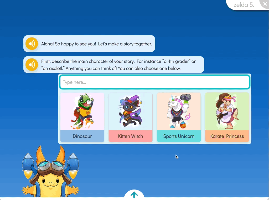 Animated image showing Choice Text interface and flow