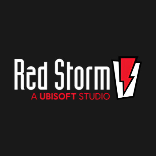 Red Storm logo with a red and white lightning bolt and text 'Red Storm' and 'A Ubisoft Studio' on a black background.