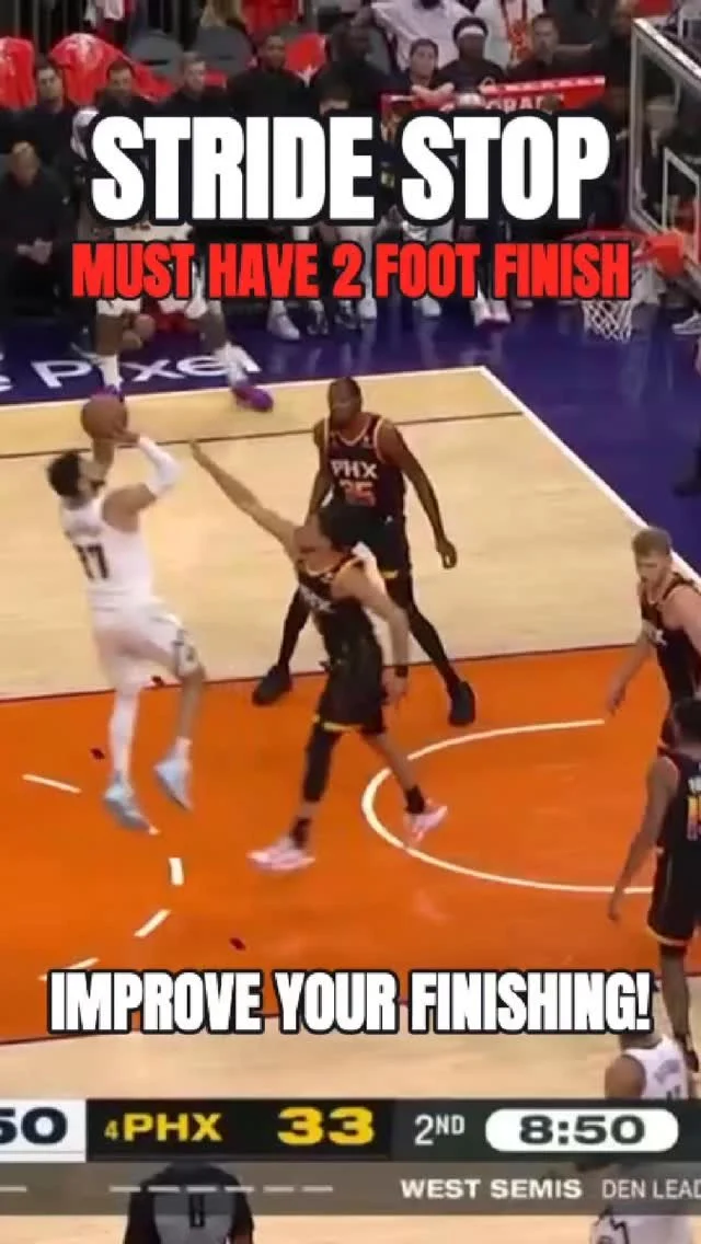 I call this finish “plug & play” because once you learn it and rep it, it becomes very easy to add it to your finishing game. Coaches always preach and want players to finish off of two feet and most players think that means jump stop