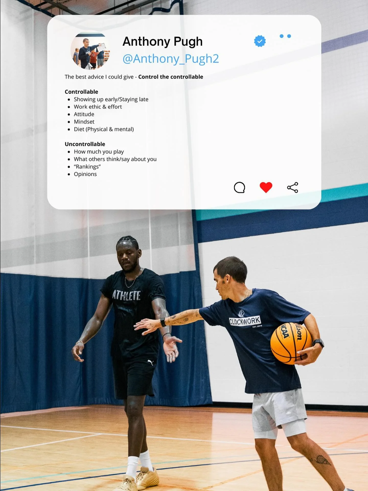 Control the controllable.
One of the number 1 things players struggle with is caring about what they simply cannot change. Worrying about what you can’t change takes away from the time you could be spending on what you actually can control &a