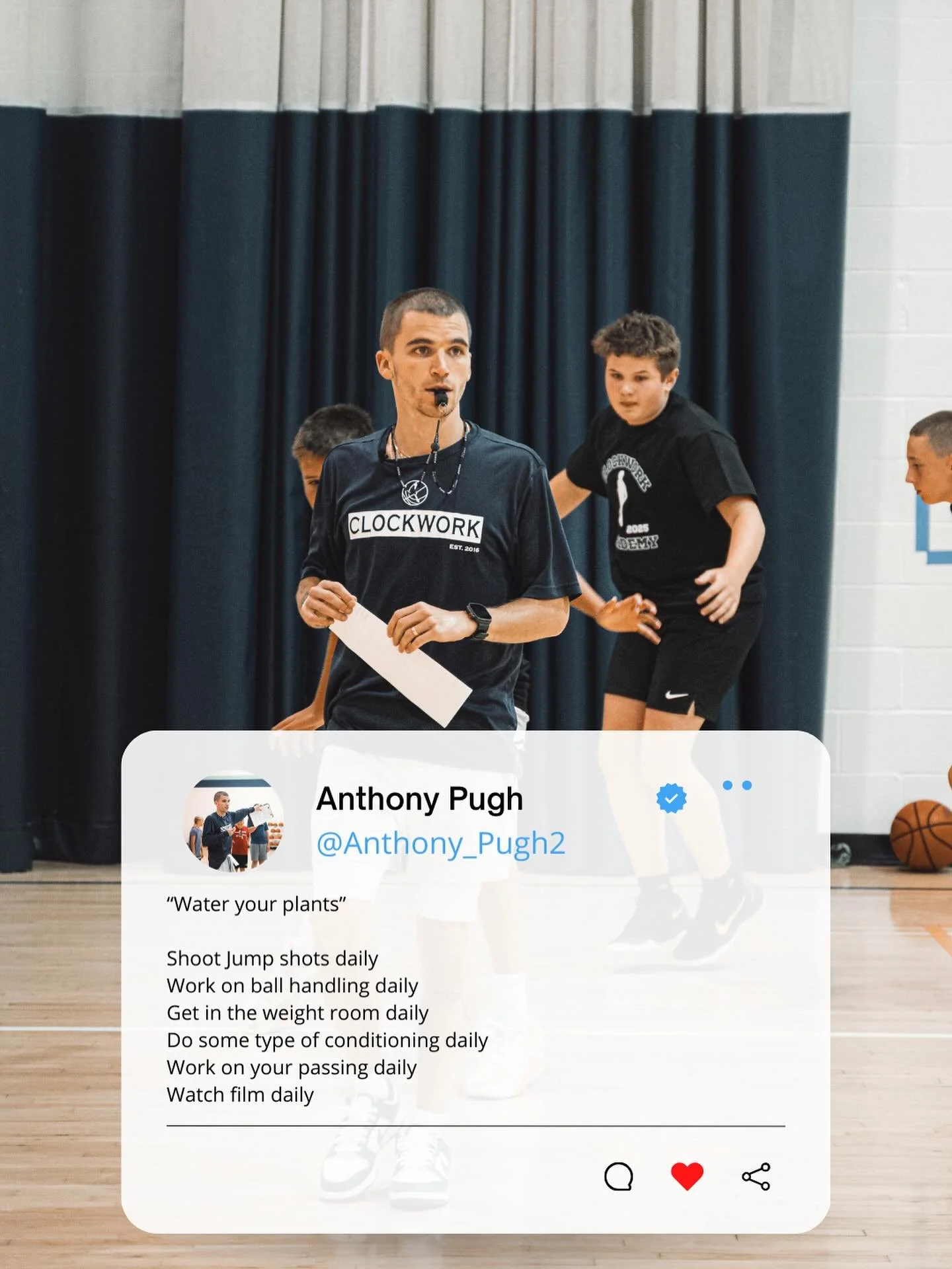 Hoopers, Water your plants daily! 

Developing a daily routine is the easy part.. executing is the difficult part. 

Find what works best for you and do it everyday. Skill work, film study, eating right, taking care of your body, etc 

It doesn&rsquo