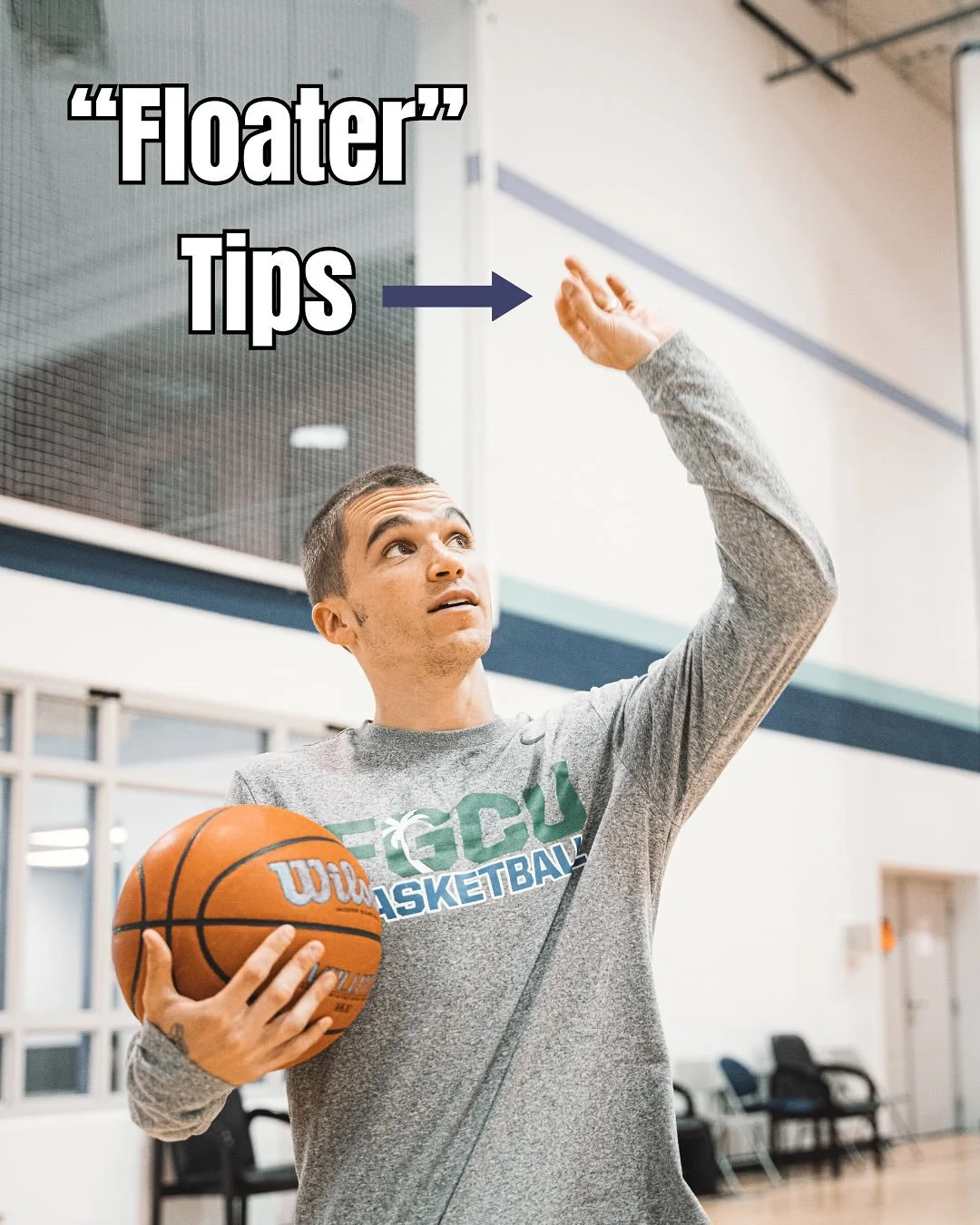 FLOATER TIPS! ⬇️

✅ Drive your opposite knee up
✅ Open Palm
✅ Push the ball 
✅ Soft touch
✅ Get comfortable using both hands 

The floater is one of the best shots in basketball. It&rsquo;s perfect for that &ldquo;grey&rdquo; area. It&rsquo;s a diffi