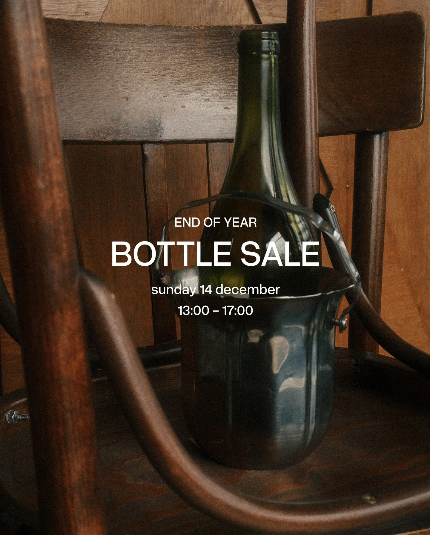 It&rsquo;s time to stock up! 

Join us this Sunday for our End of Year Bottle Sale, 13:00&ndash;17:00 at Caf&eacute; Service. Come and grab your favourite bottle(s) to take home.

See u!