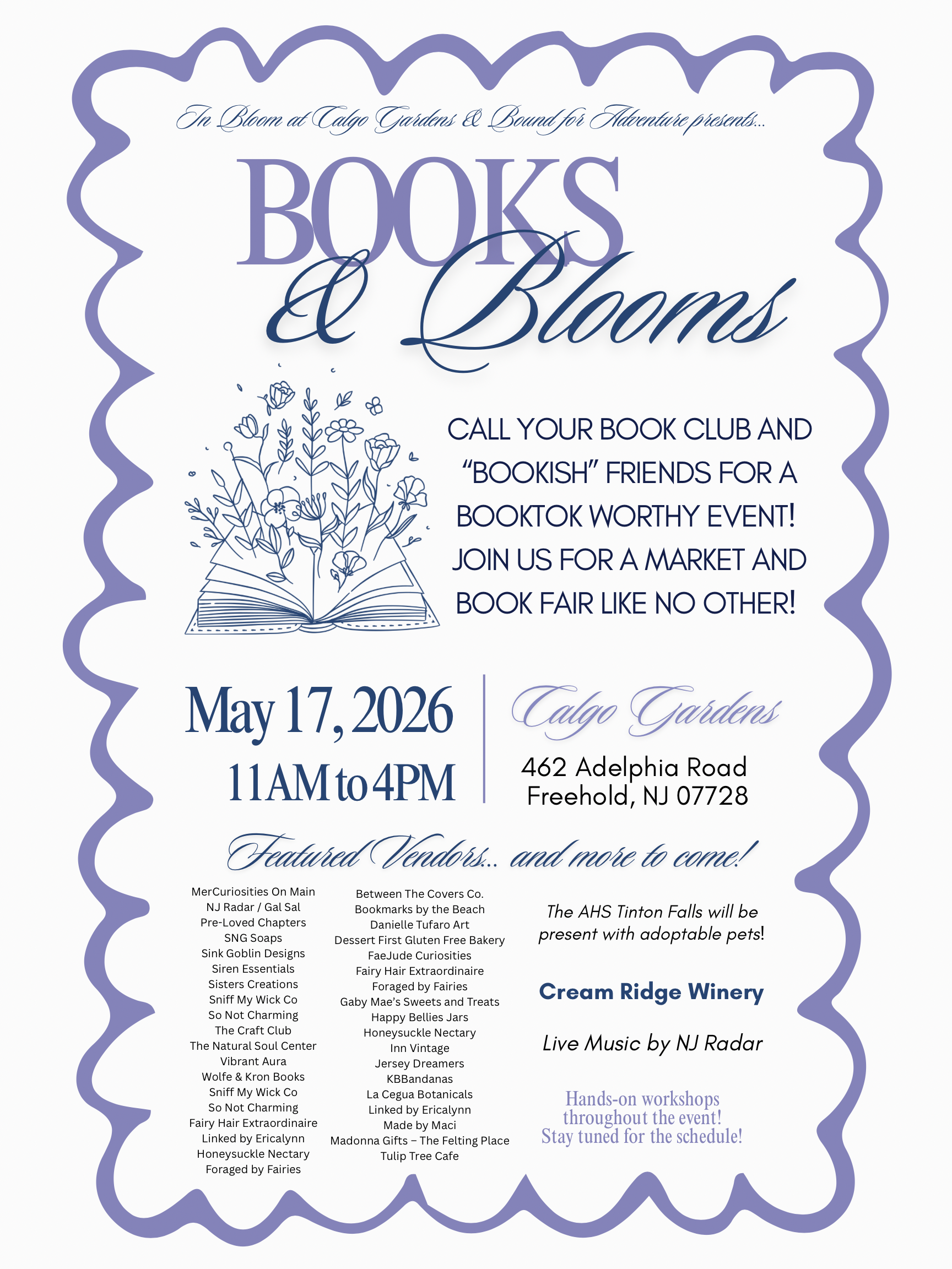 BOOKS & BLOOMS MARKET @ CALGO GARDENS!