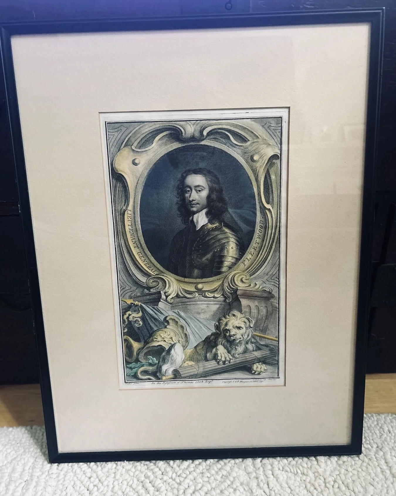 Over the moon with my 18th century hand colored print from @circamaison!!!! In my Bridgerton era with Lieutenant General Fleetwood.