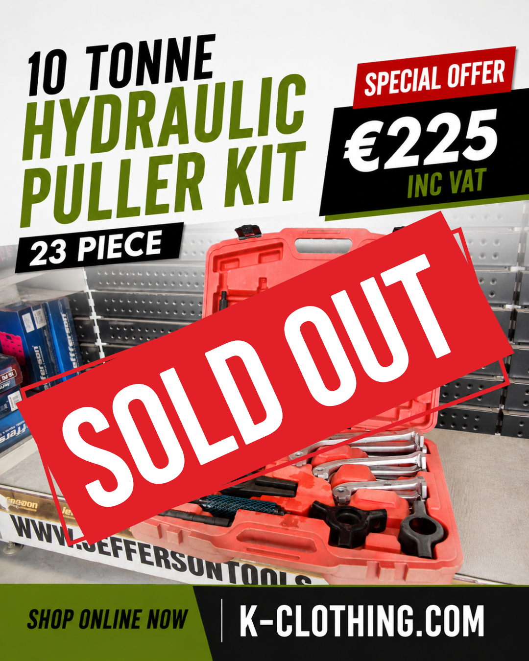 10 Tonne Hydraulic Puller Kit - 23 Piece