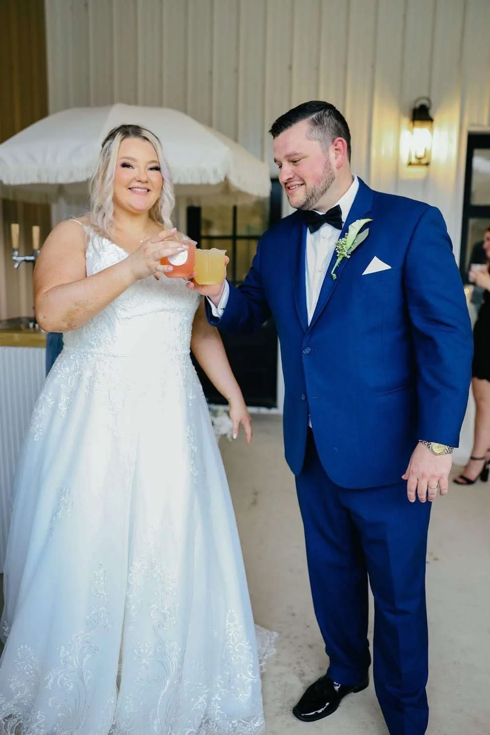 Wedding Cocktail Hour Drinks Bride and Groom