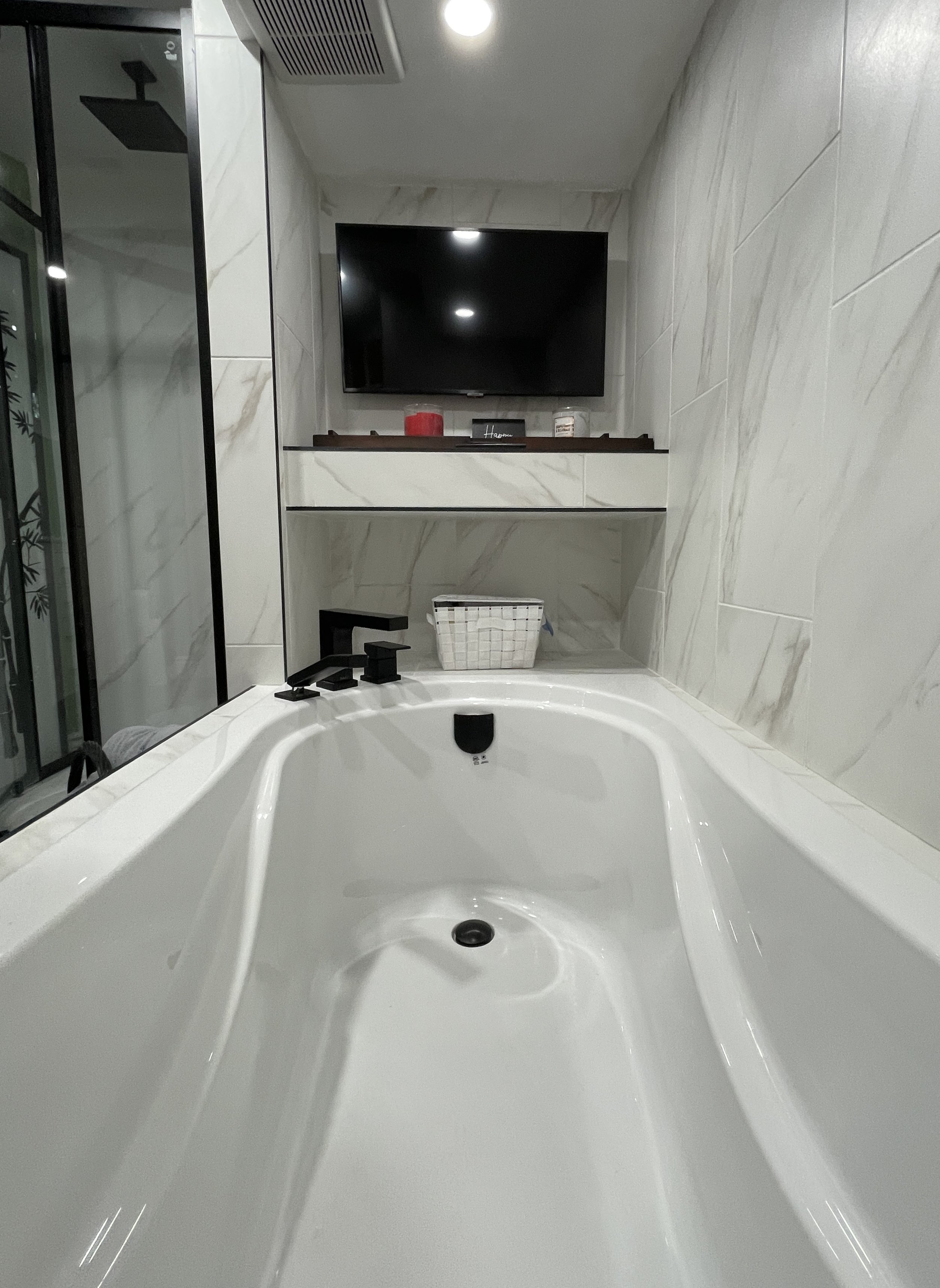 New bathroom bath tub bathtub tile surround Cambridge