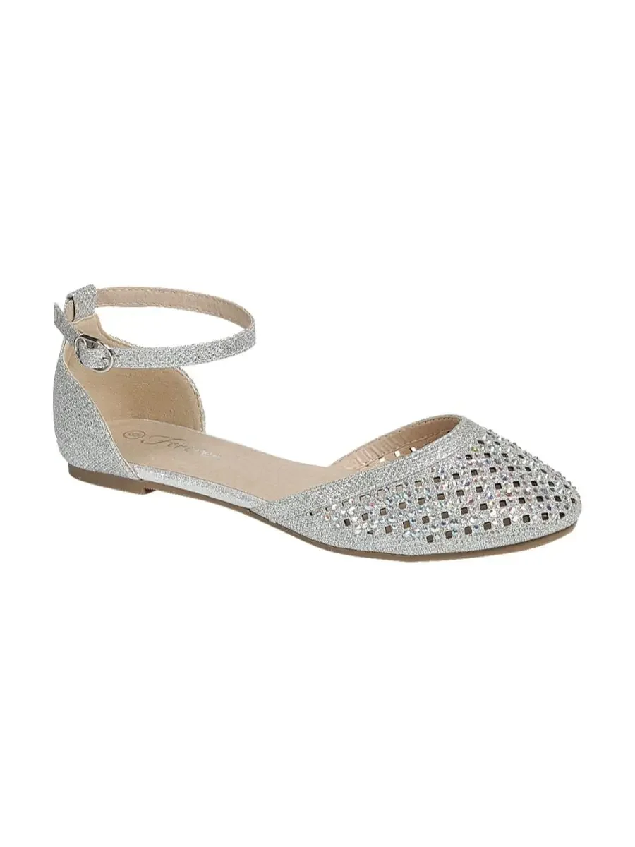Silver Glitter Flat Closed Toe Sandel