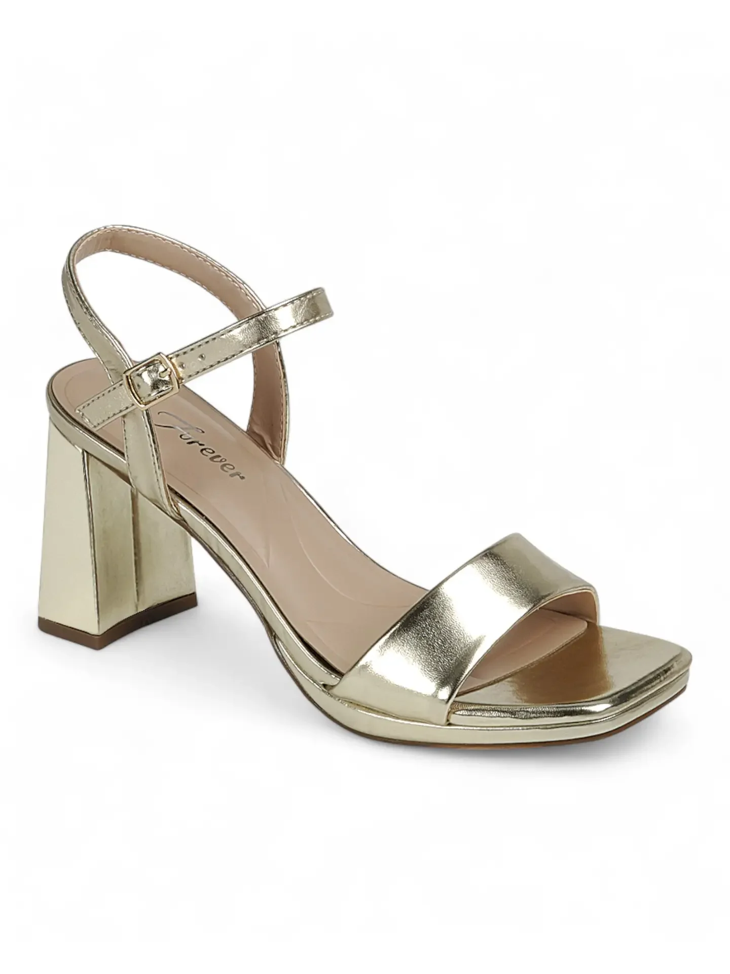 Gold Matte Block Heel