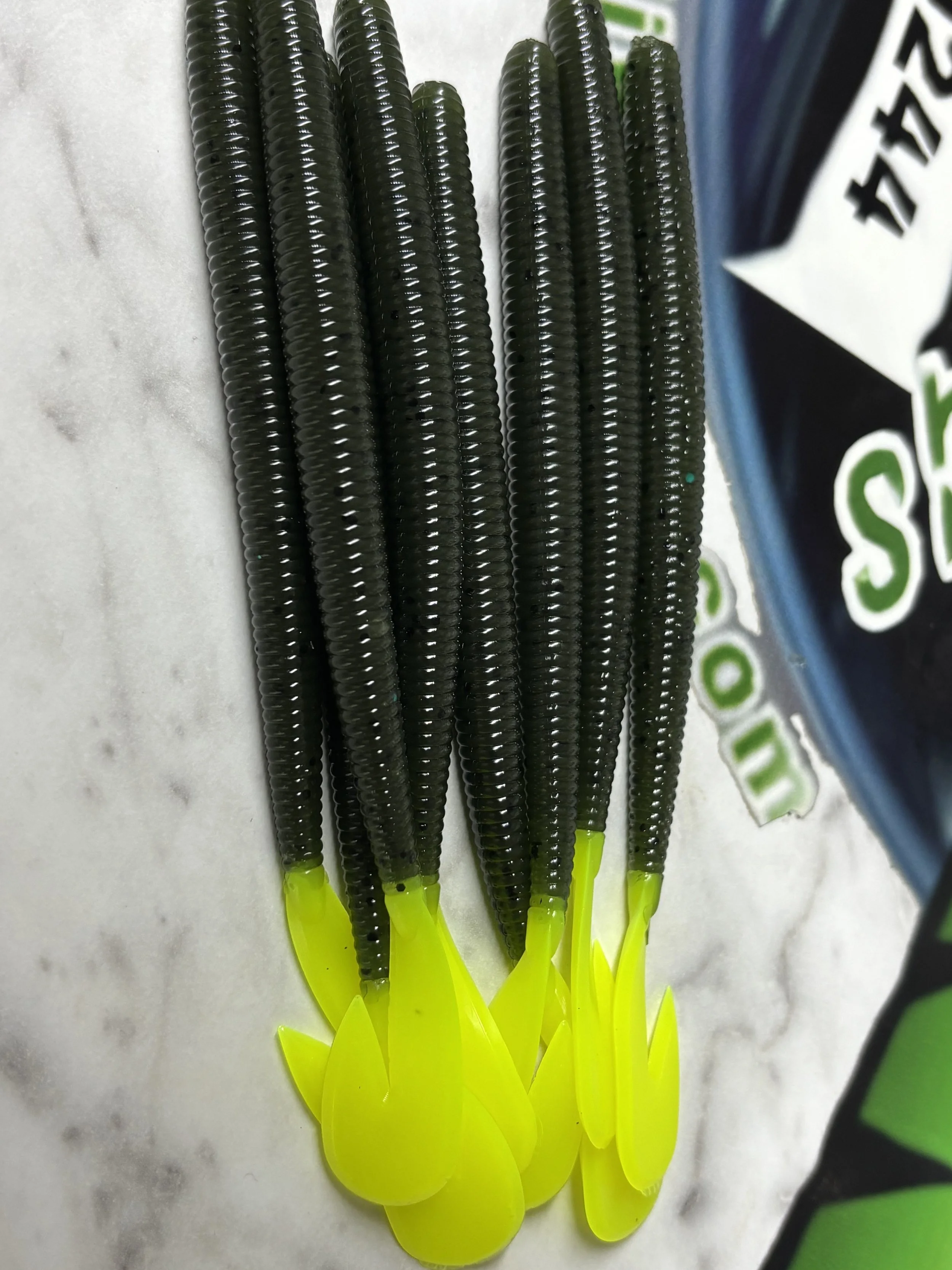 5.75 in. Speed Worm 8 pack Green Pumpkin