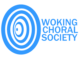 Logo for Woking Choral Society featuring concentric blue circles and the organization's name.