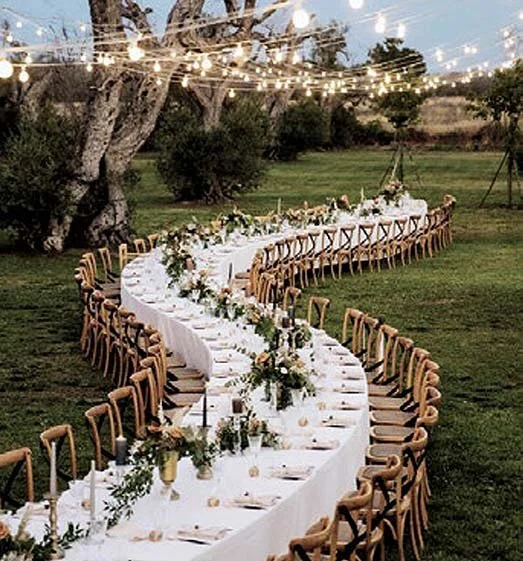 serpentine wedding table set for the big dinner