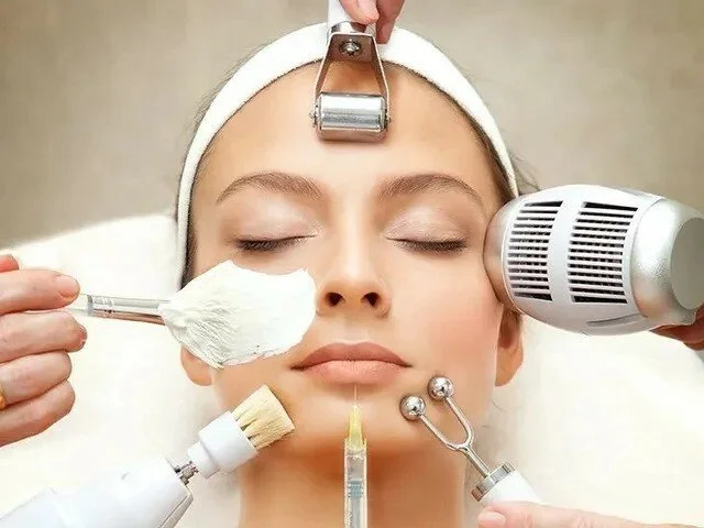 woman getting facial treatments