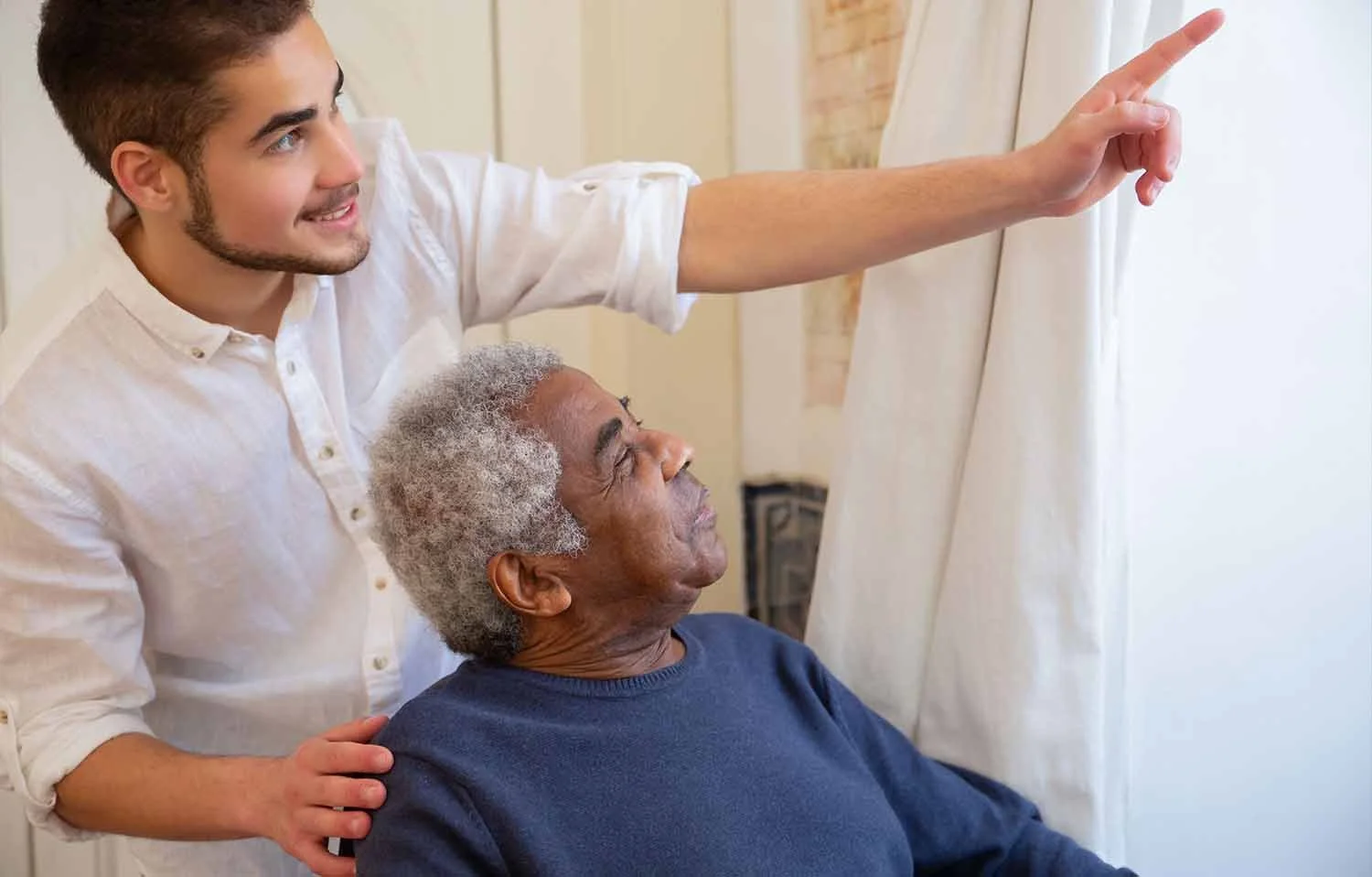 Caregiver redirects older patient