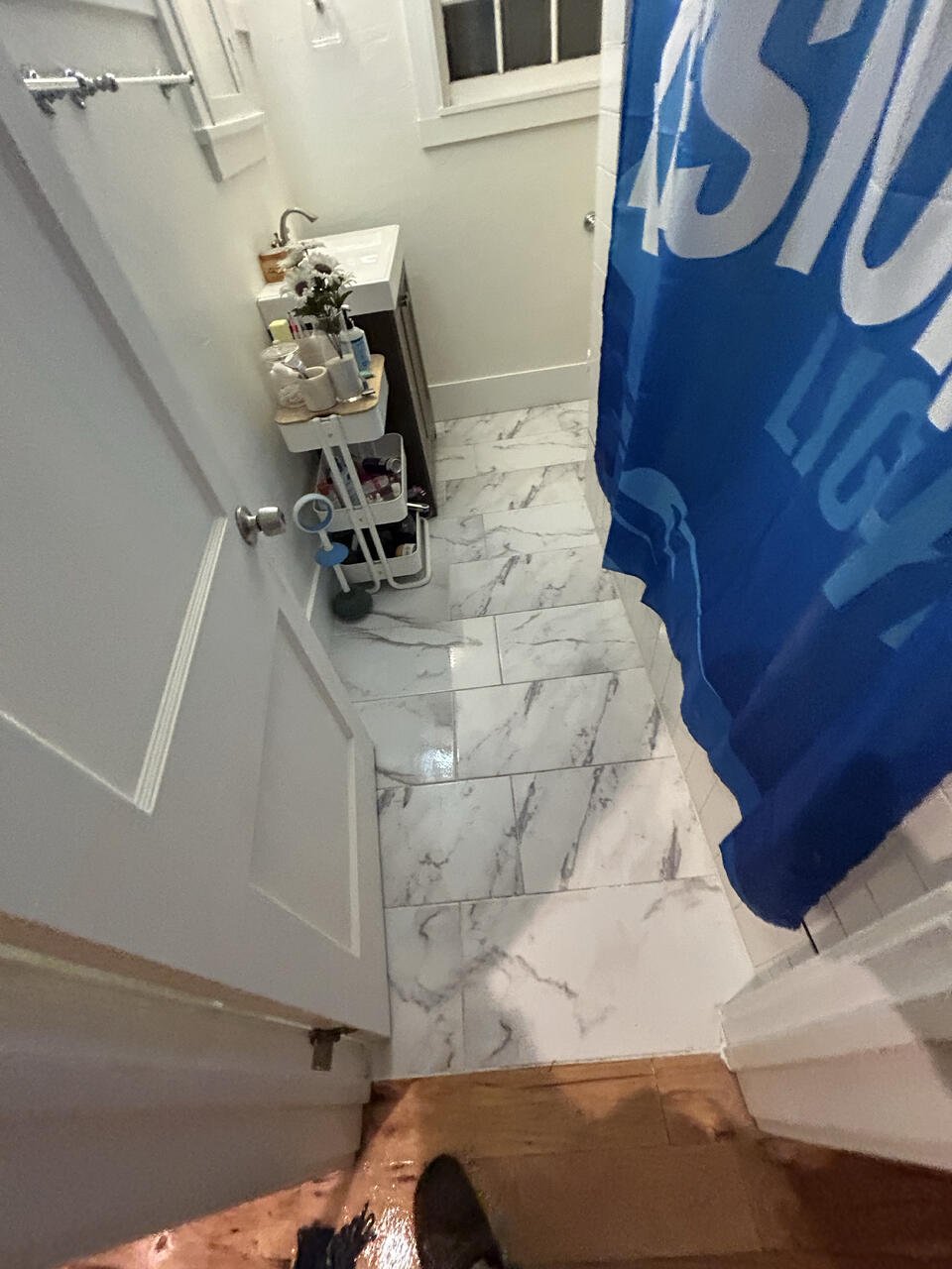 Bathroom tile floor install