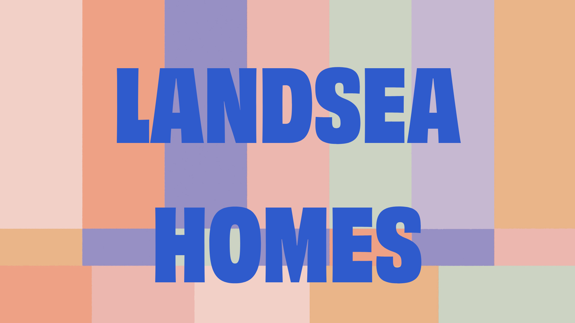 Text "Landsea Homes" in bold blue letters on a multicolored striped background.