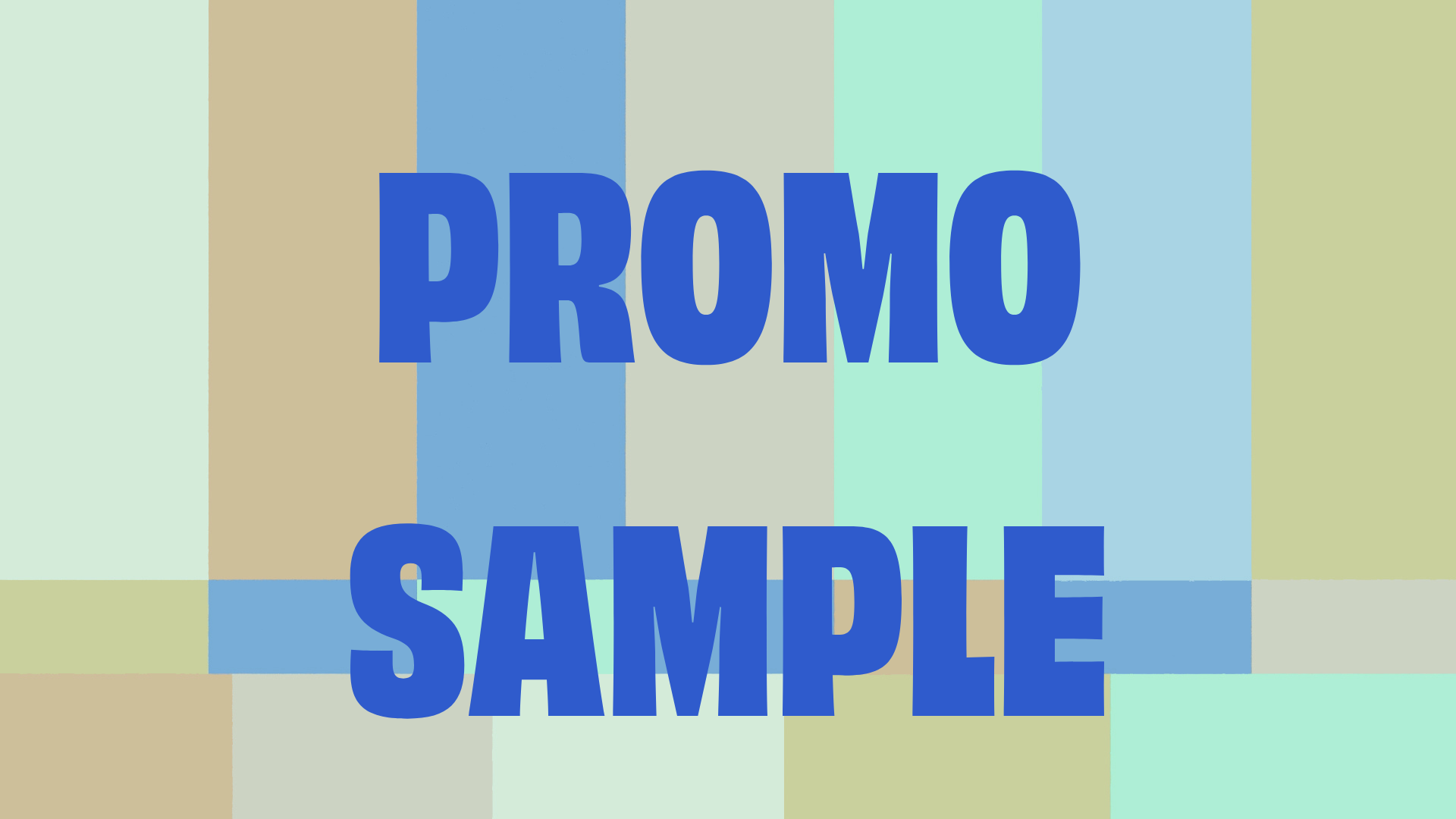 Colorful geometric background with the text 'PROMO SAMPLE' in bold blue letters.