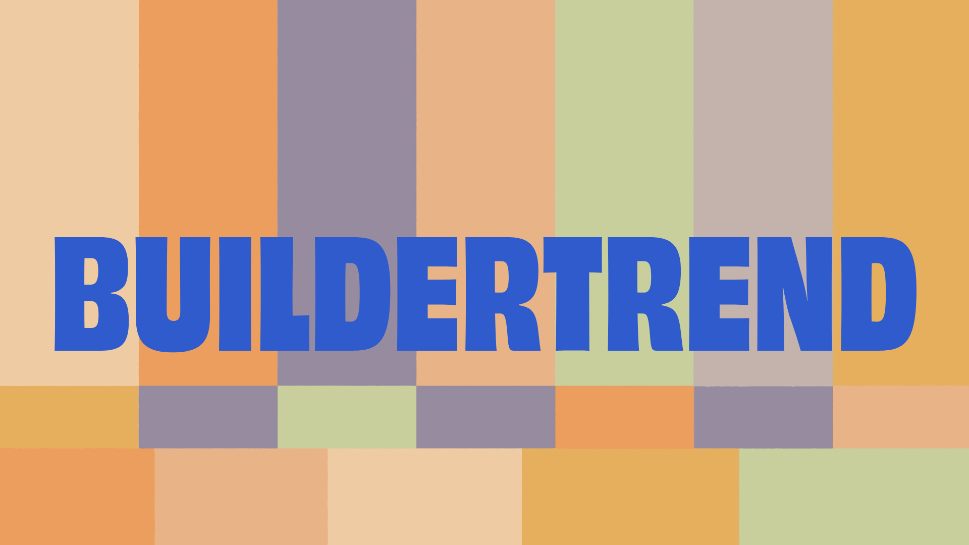 Text "Buildertrend" in bold blue letters on a multicolored striped background.