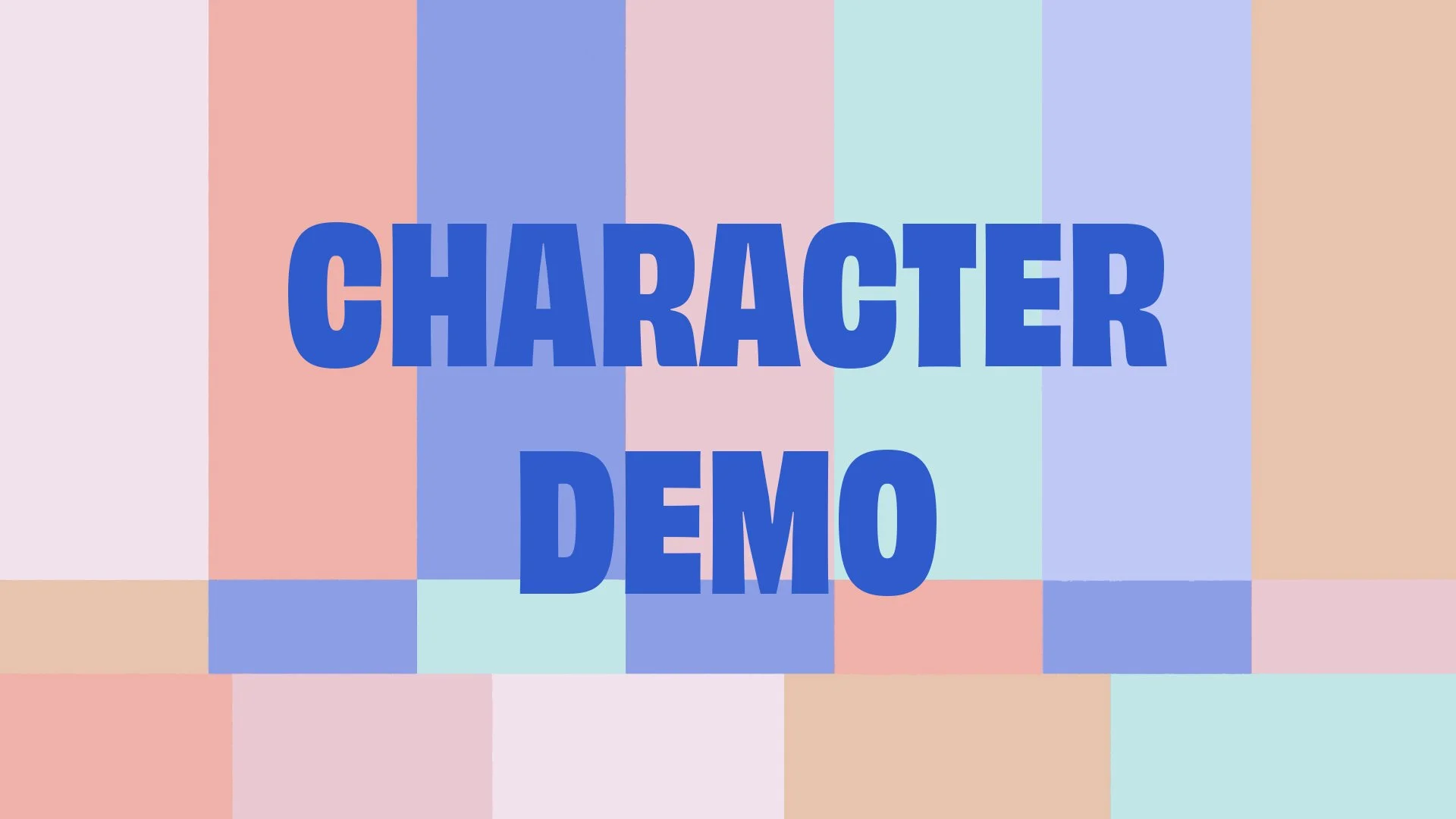 Text 'CHARACTER DEMO' on colorful geometric background