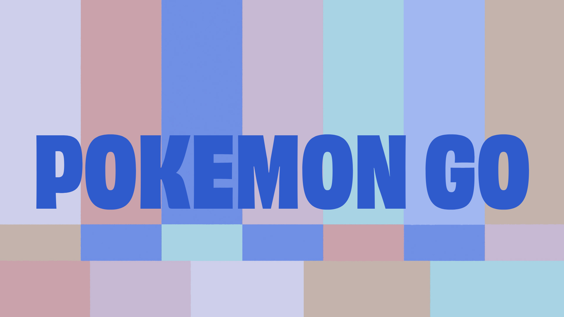 Text "Pokemon Go" on a colorful geometric background.