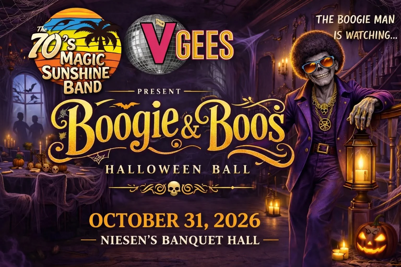 Boogie and Boos Halloween Ball with The Magic 70s Sunshine Band and the V Gees