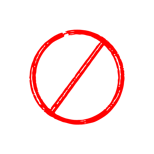 Mason's trowel and hammer crossed out, meaning not a mason