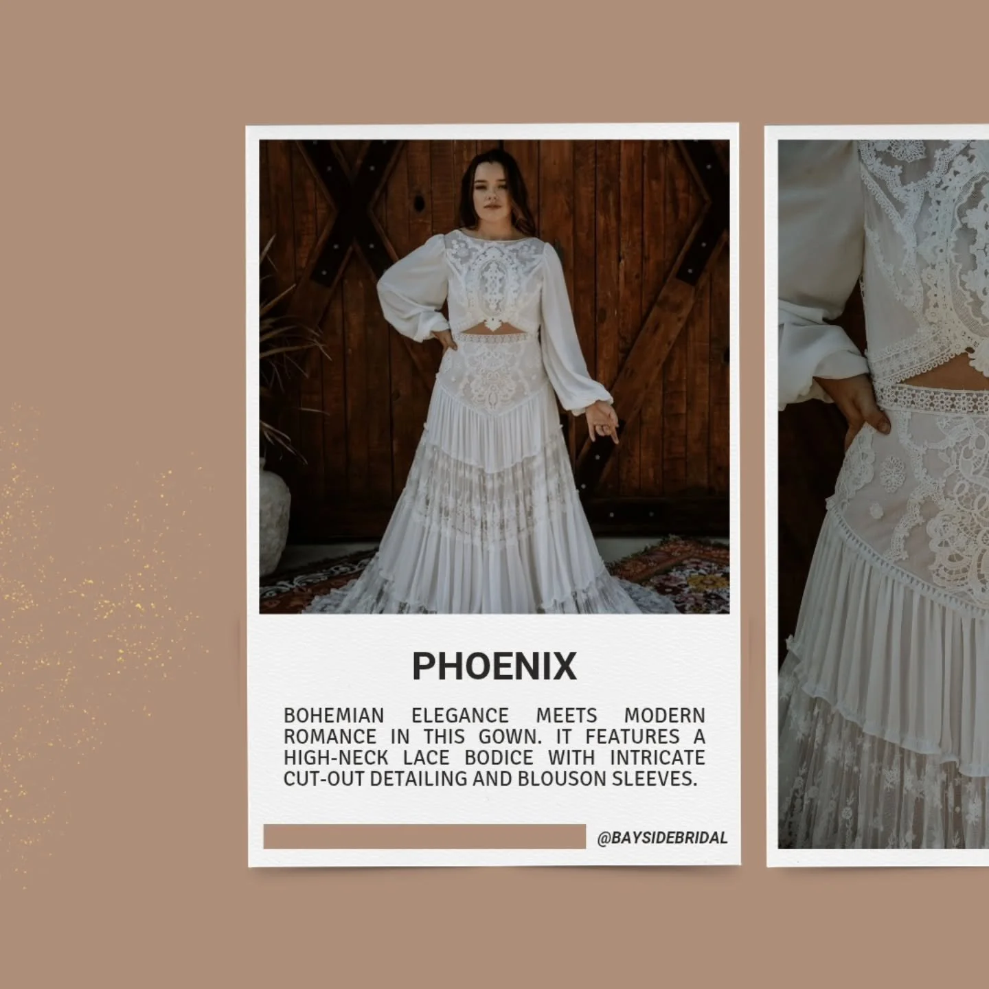 ✨ Boho beauty meets modern romance ✨

PHOENIX is such a dreamy gown featuring delicate lace, romantic blouson sleeves, and a tiered skirt that moves with effortless grace. For the free-spirited bride who wants vintage charm with a modern edge 🤍

Pro