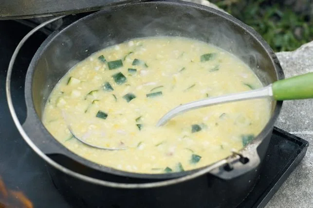 Corn, Bacon and Zucchini Soup
