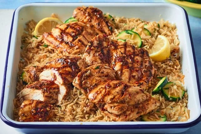 Healthy Marinated Greek Chicken with Rice