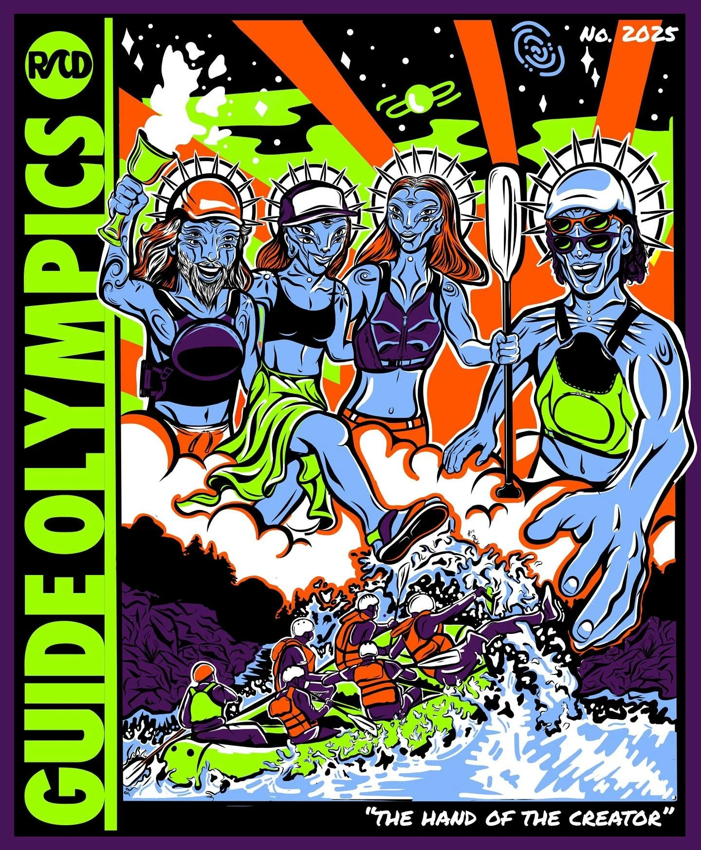 Shirt design for Guide Olympics 2025&hellip; River Gods? Avatar? Dr. Manhattan? You decide, because I couldn&rsquo;t. 

This marks Year 5 designing shirts for this wonderful non-profit celebrating river guides in Northern Maine. Considering sponsorin