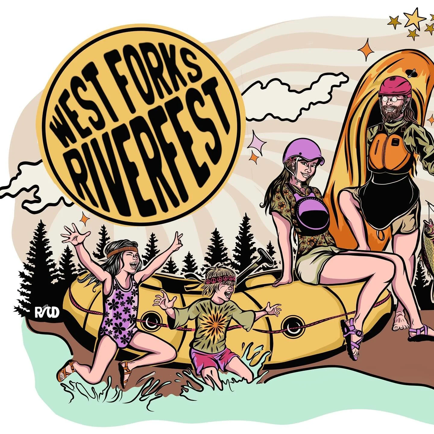 2025 West Forks RiverFest! Couldn&rsquo;t help but share, even though it isn&rsquo;t live yet&hellip; 🤫 
-
This design celebrates the people (and puppies) that come together for this wonderful event and the Kennebec River community. It&rsquo;s so sp