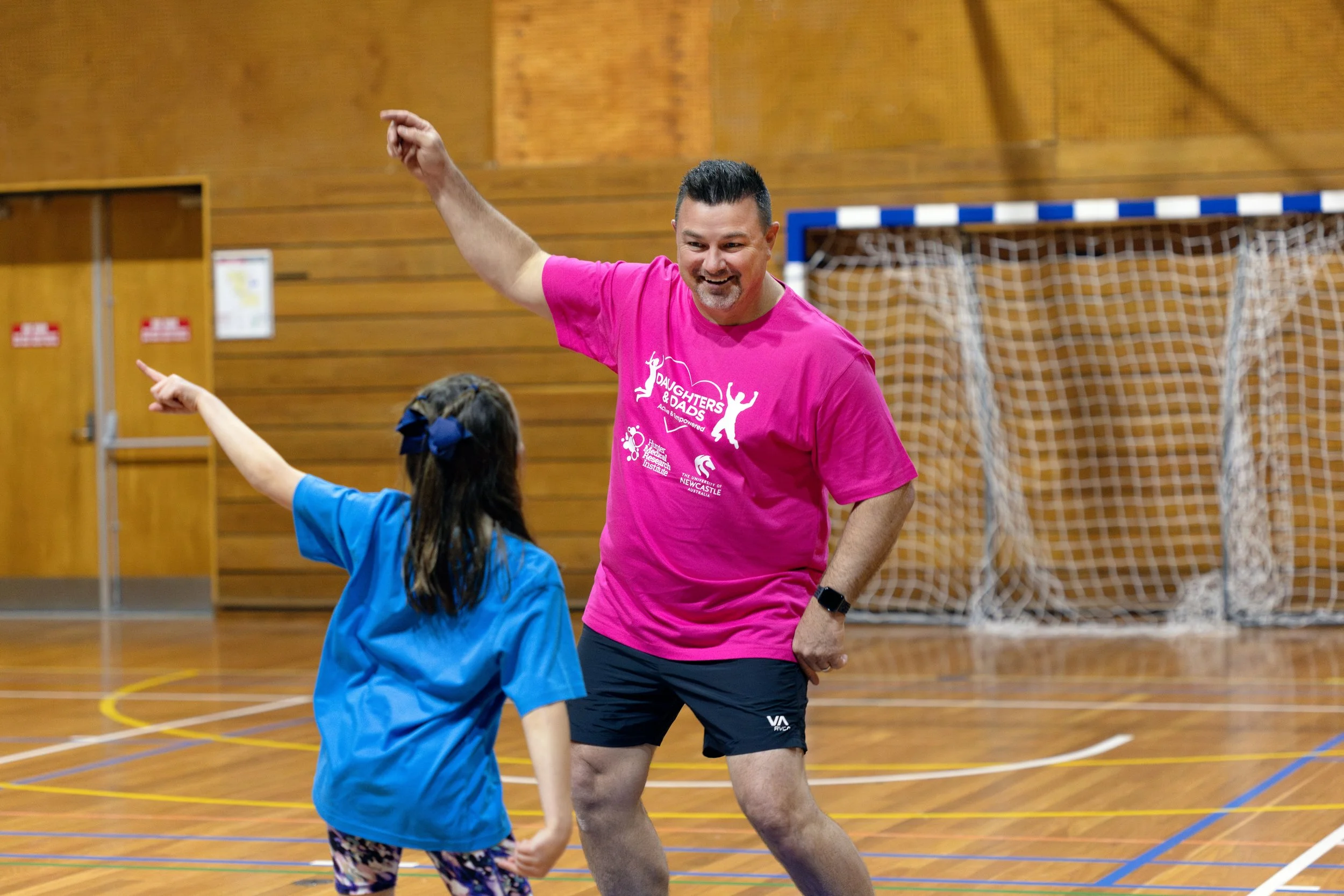 Dad copying daughter's dance move