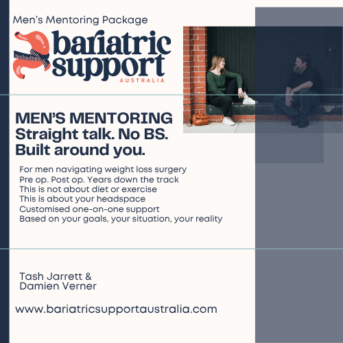 Men’s Mentoring (4 Session Program)  For men navigating weight loss surgery and life after