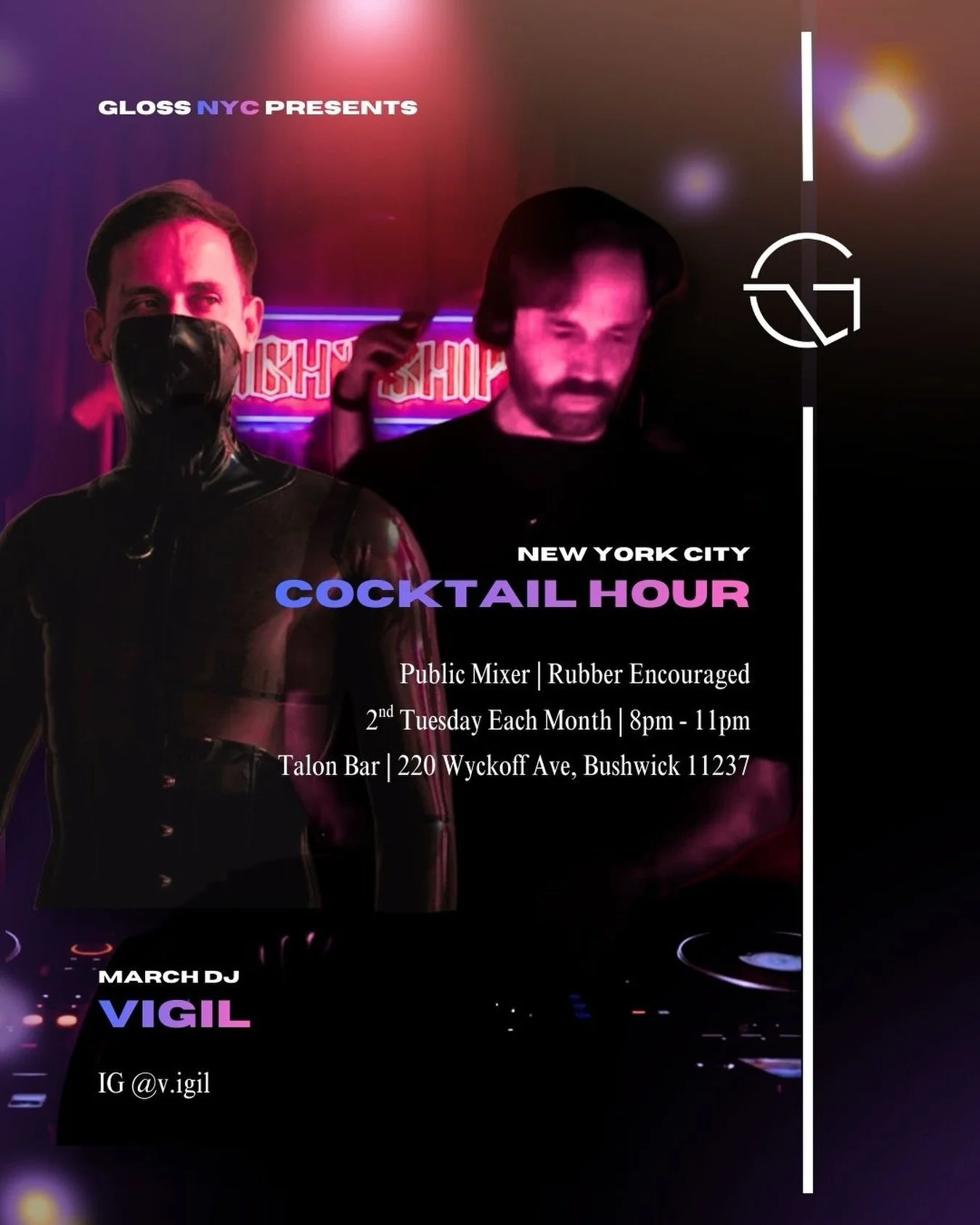 Our NYC Cocktail Hour is next week! 🗓️ Join us on the second Tuesday of every month at @talon_brooklyn 

For March we&rsquo;re introducing one of our NYC Resident DJs @v.igil who&rsquo;ll be curating a sleek and sexy soundscape for the evening 🎶✨