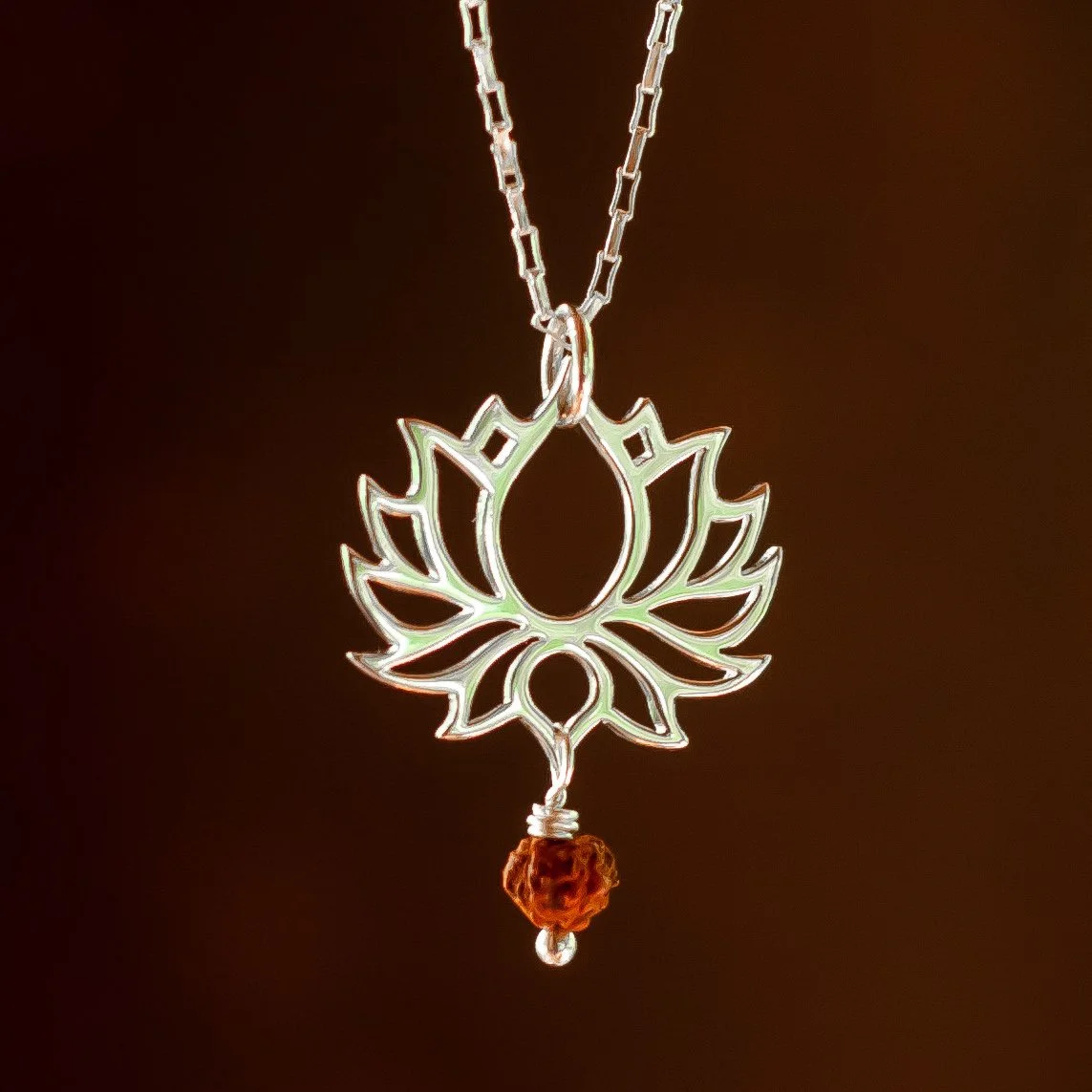 Fancy Lotus and Rudraksha Charm