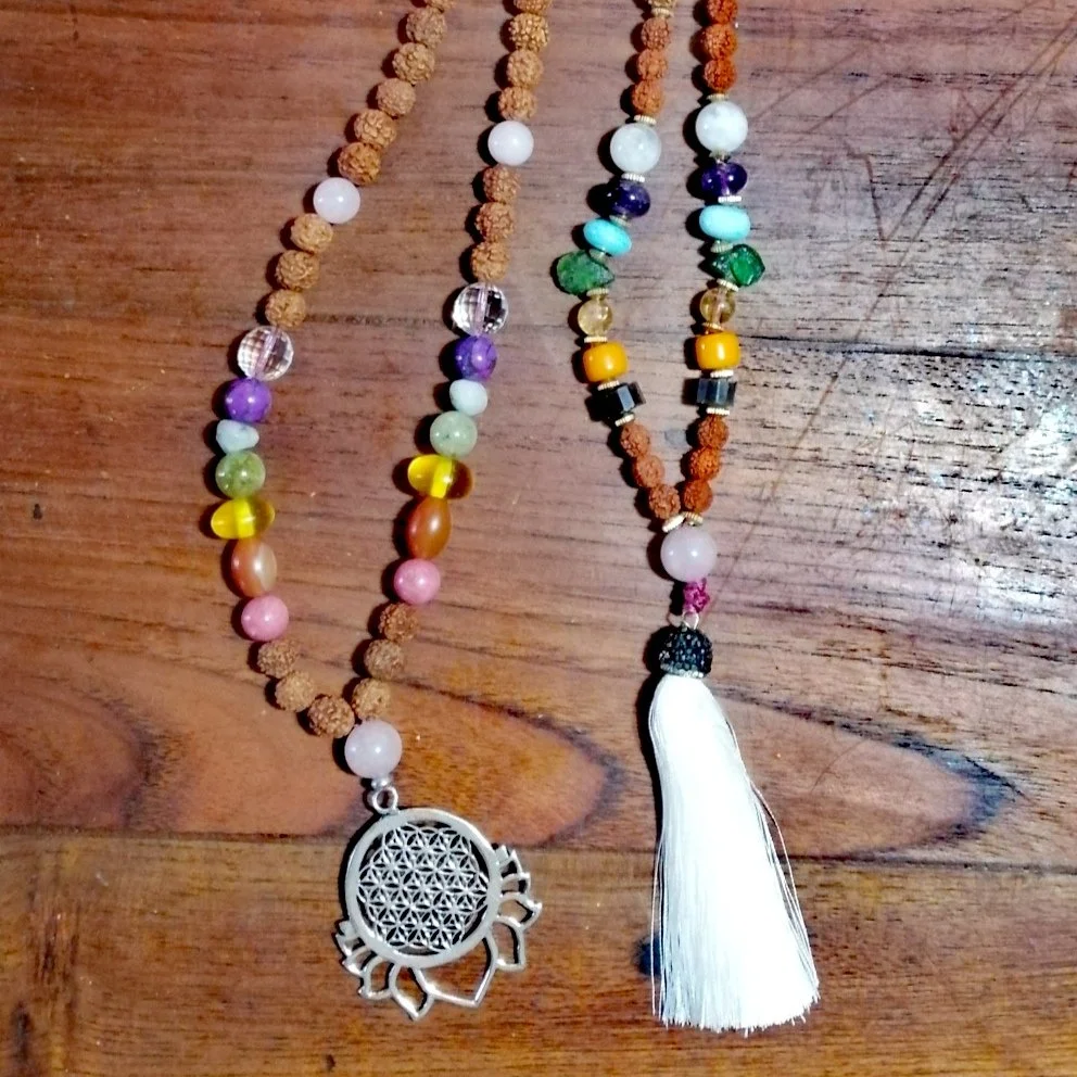 2 Chakra Gem Malas - one with Flower of Life Mala
