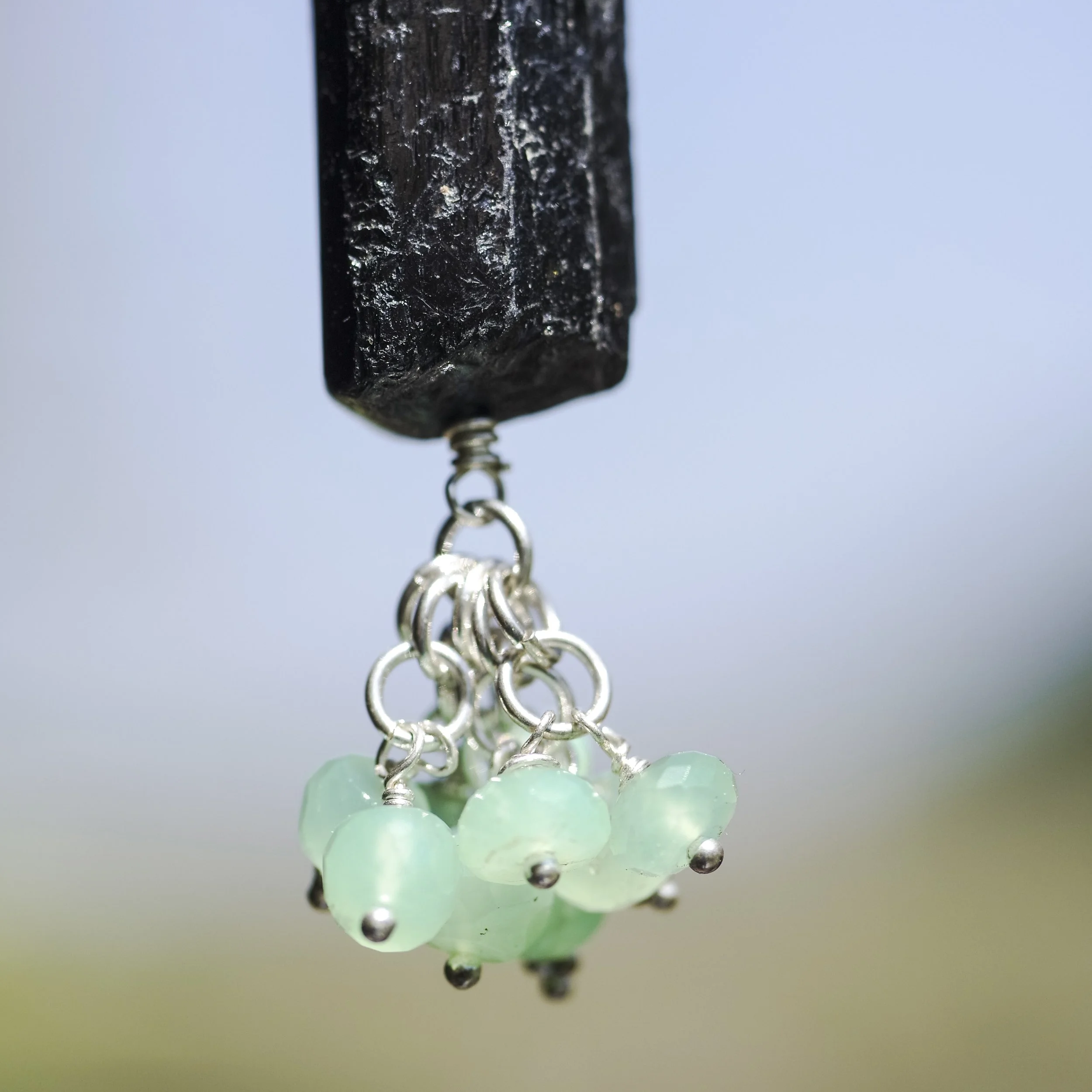 Black Tourmaline and Chysoprase Charm