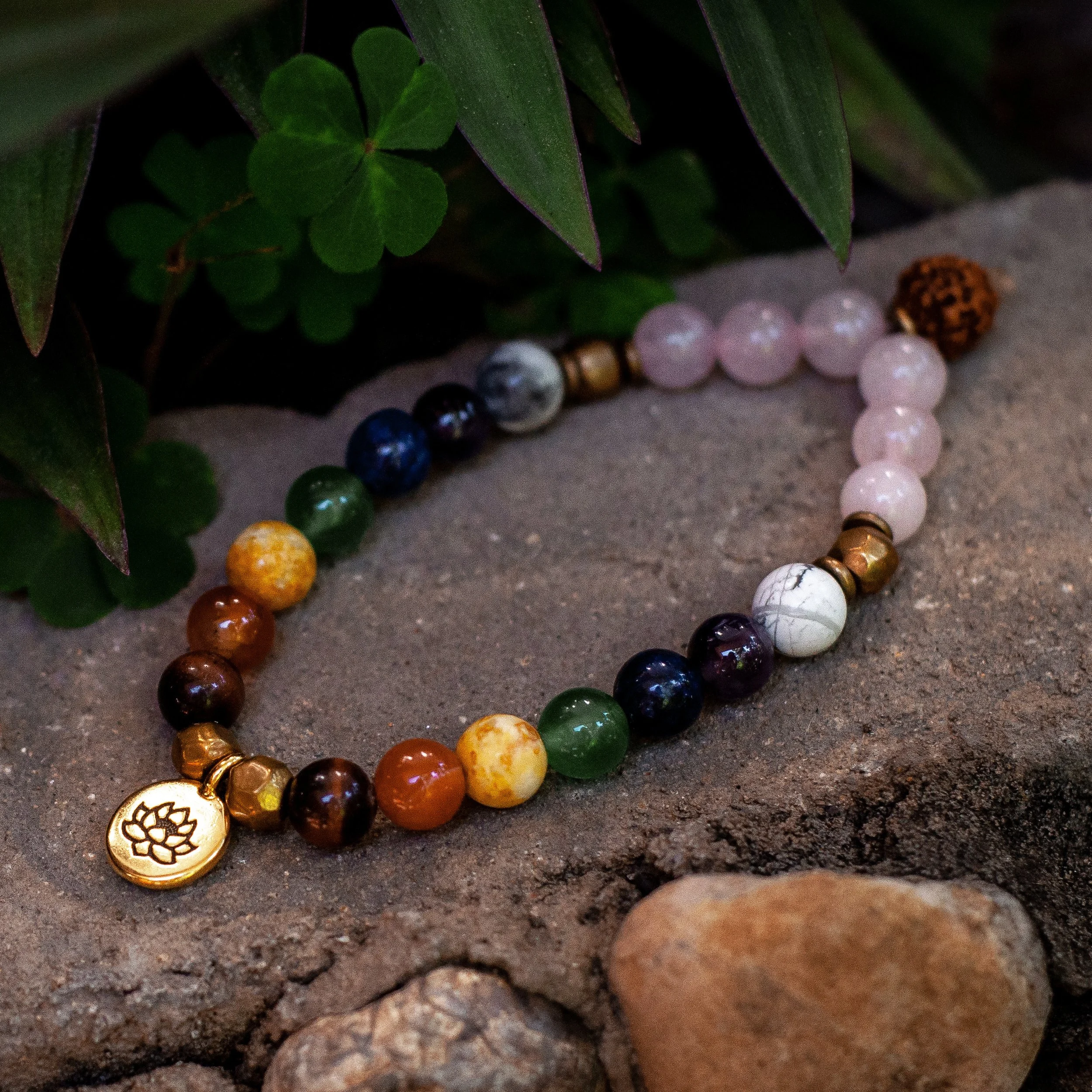 Full Gem and Rose Quartz Bracelet