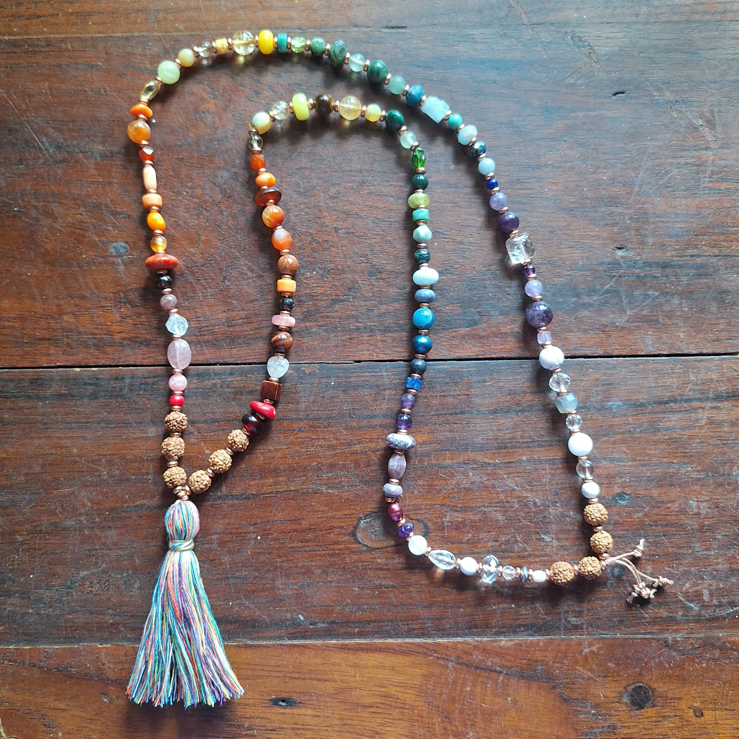 All Gem Chakra Mala with Rudraksha